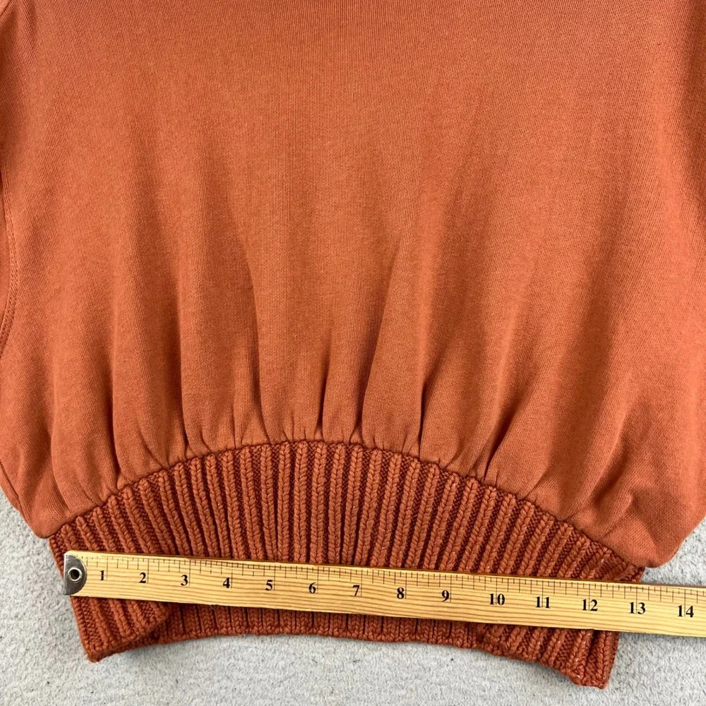 Anthropologie Womens XS Terracotta Orange Puff Sleeve Cropped Sweatshirt Cotton